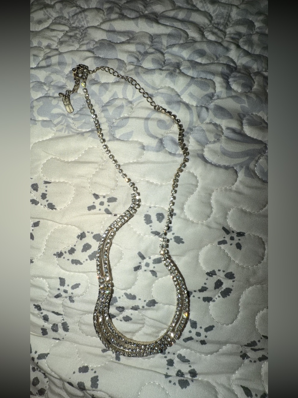 Elegant Silver-Tone Crystal Collar Necklace - Sparkling Multi-Row Design